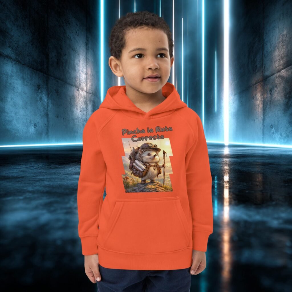 Sudadera infantil orgánica con diseño Erizo Aventurero