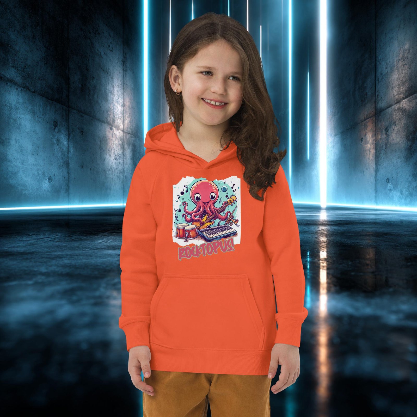 Sudadera infantil orgánica con diseño Pulpo Rockero — color 4