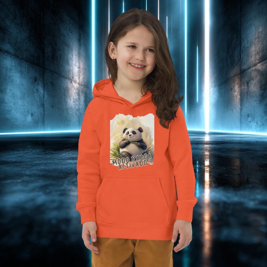 Sudadera infantil orgánica con diseño Modo Panda Activado