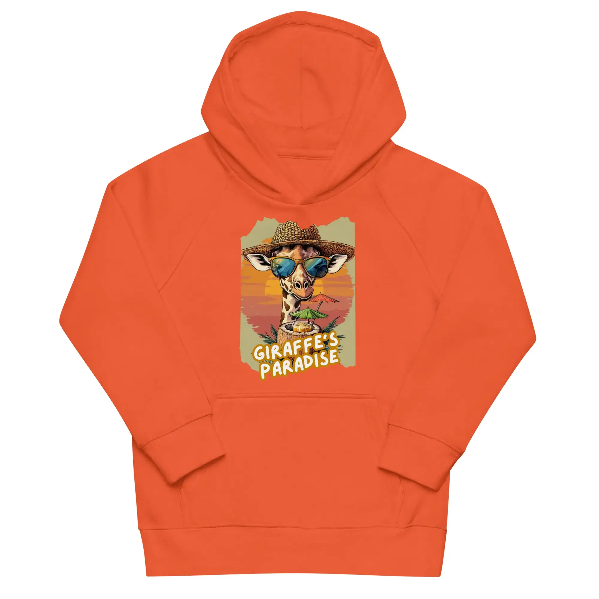 Sudadera infantil orgánica con diseño Jirafa en el Paraíso — detalle del estampado