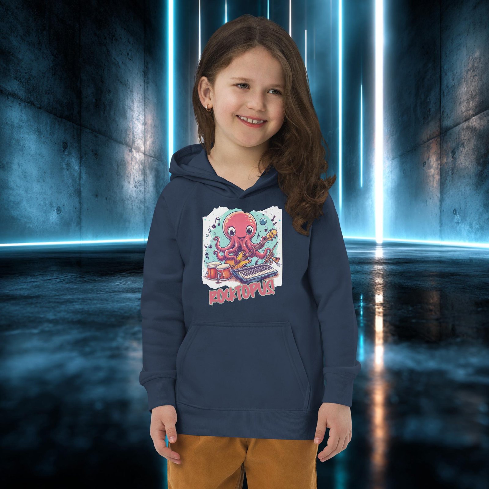 Sudadera infantil orgánica con diseño Pulpo Rockero — color 3