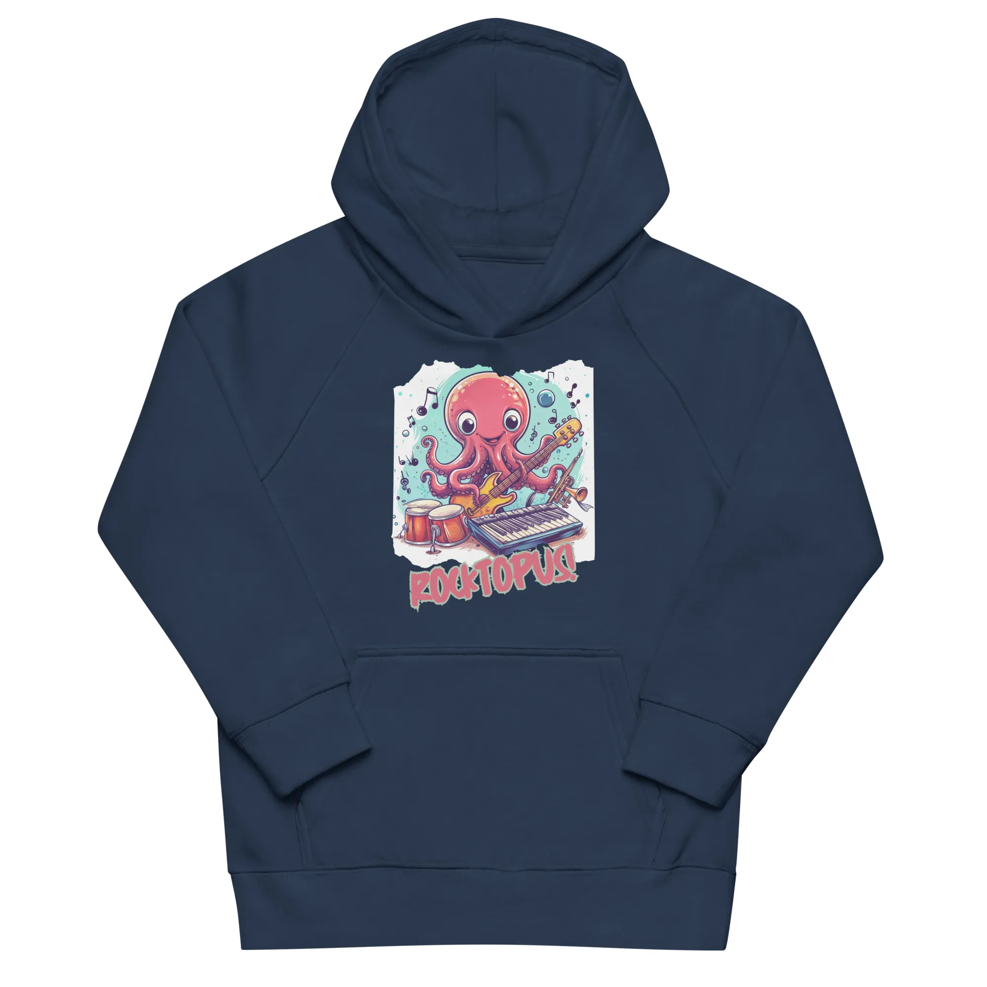 Sudadera infantil orgánica con diseño Pulpo Rockero — detalle del estampado