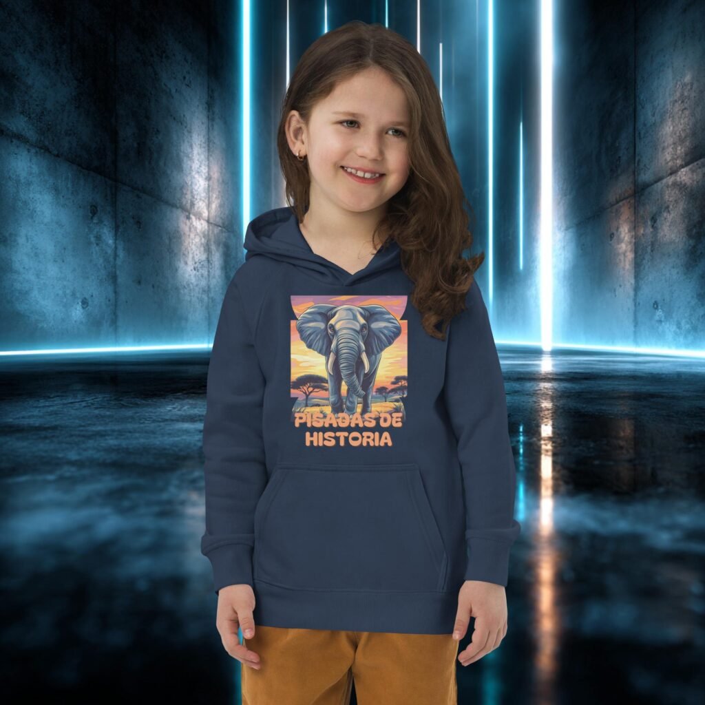 Sudadera infantil orgánica con diseño Pisadas de Historia
