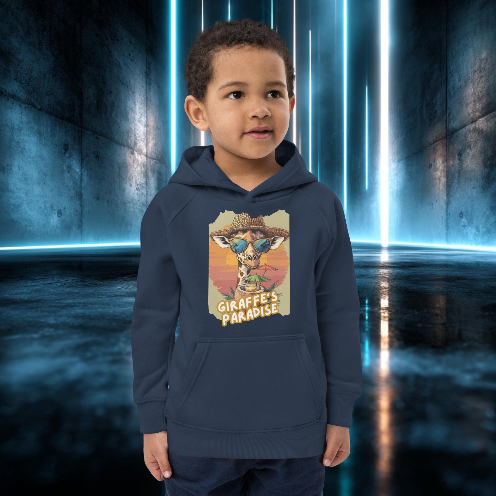 Sudadera infantil orgánica con diseño Jirafa en el Paraíso — color 4