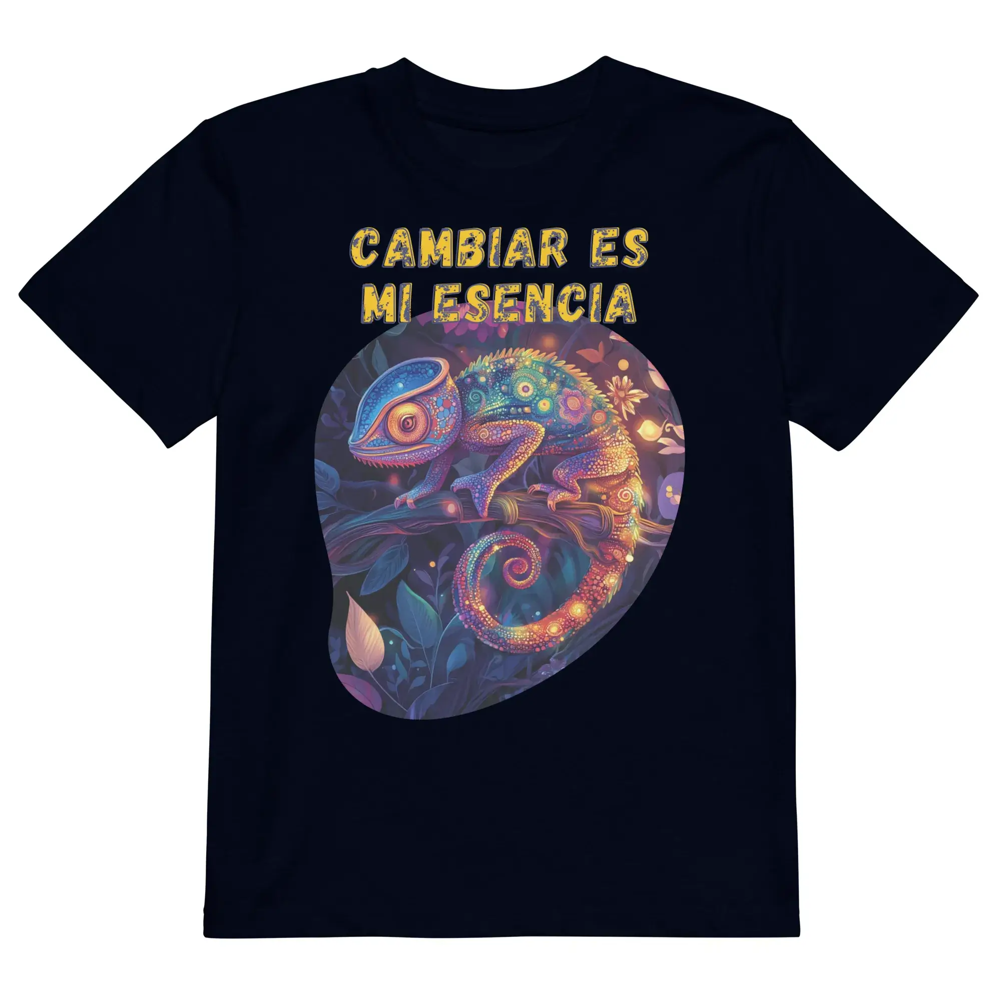 Camiseta infantil orgánica con diseño Cambiar Es Mi Esencia — detalle del estampado