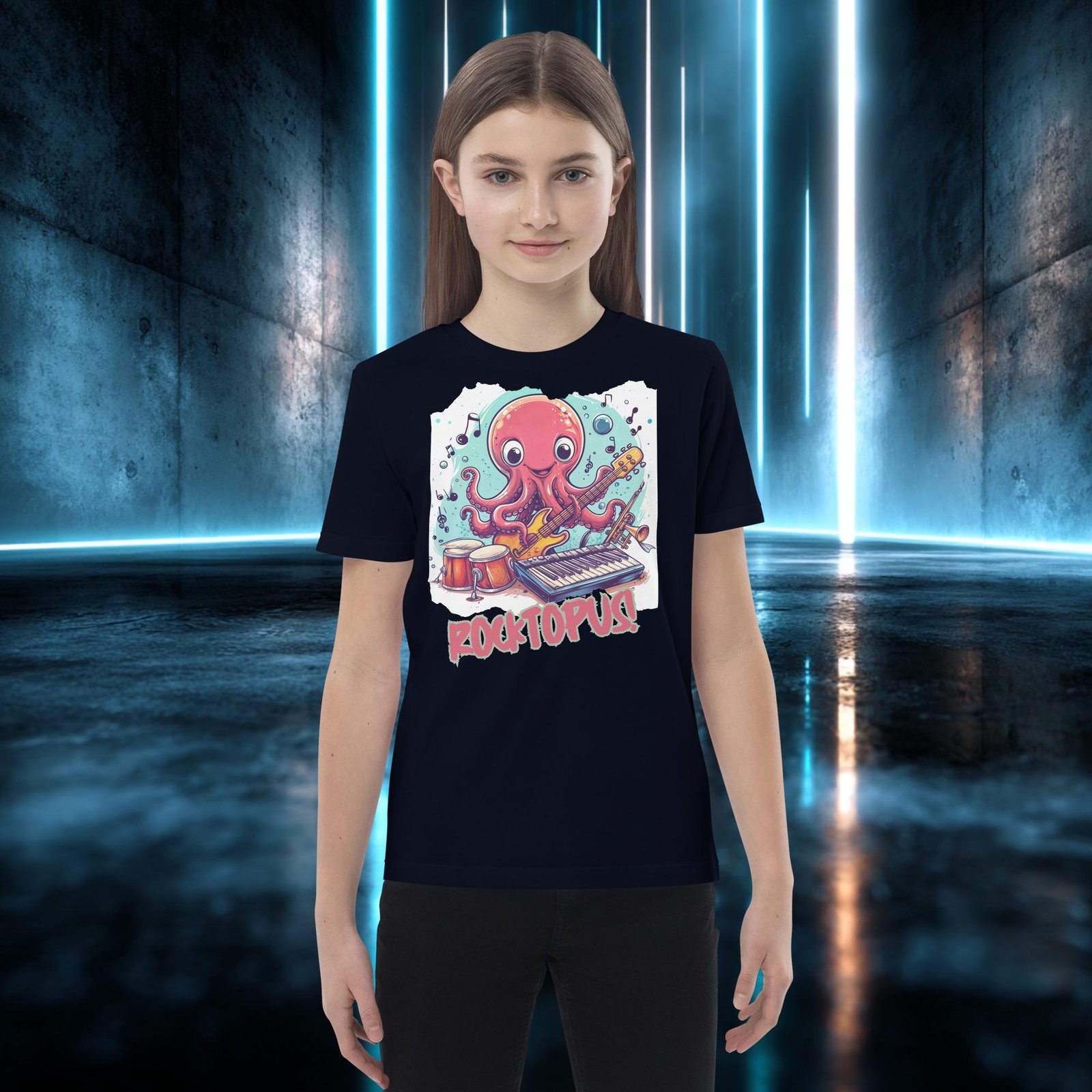 Camiseta infantil orgánica con diseño Pulpo Rockero