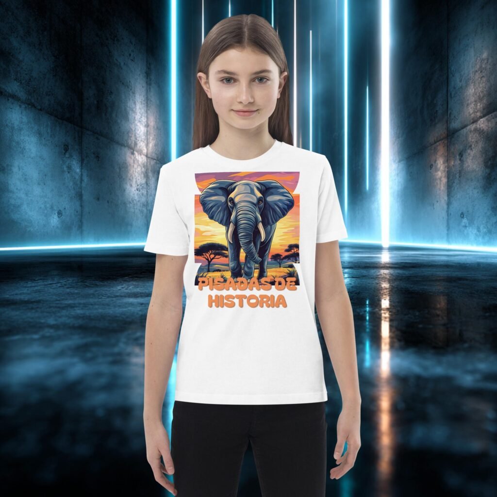 Camiseta infantil orgánica con diseño Pisadas de Historia