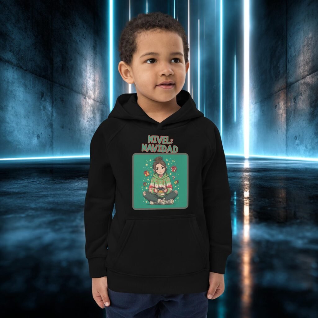 Sudadera infantil orgánica con diseño Nivel Navidad