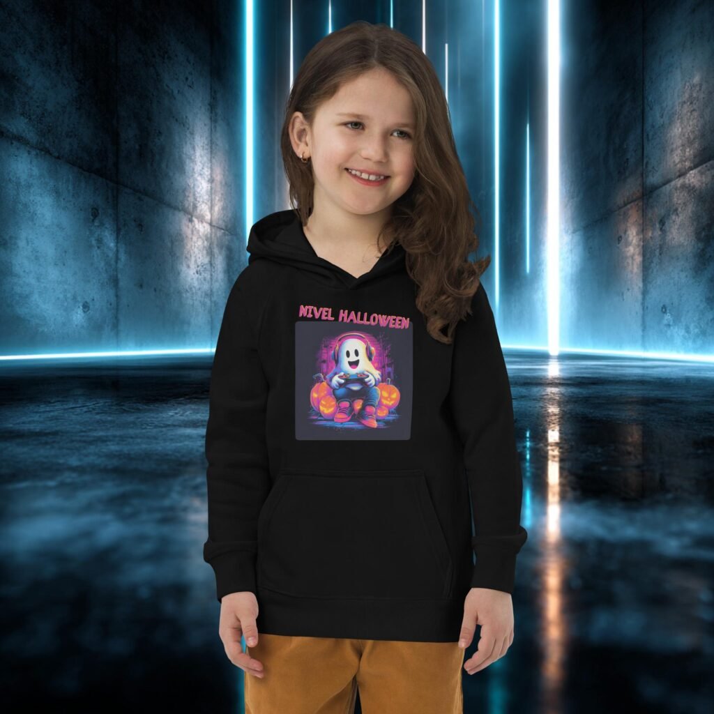 Sudadera infantil orgánica con diseño Nivel Halloween