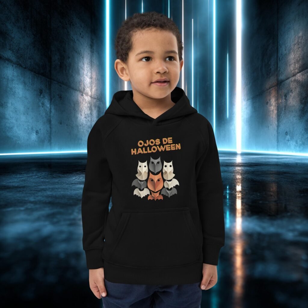 Sudadera infantil orgánica con diseño Ojos de Halloween