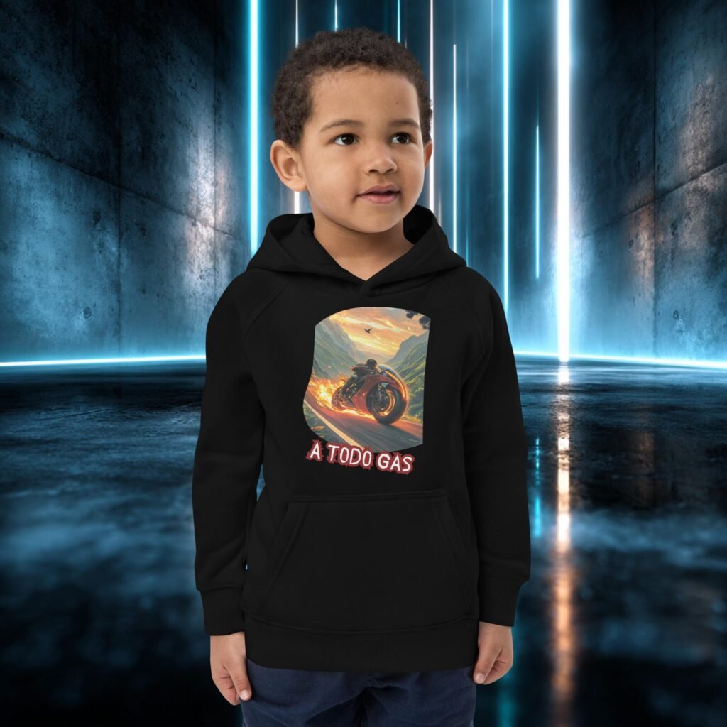Sudadera infantil orgánica con diseño A Todo Gas