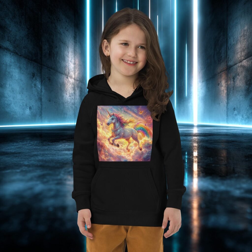 Sudadera infantil orgánica con diseño Unicornio de Mariposas
