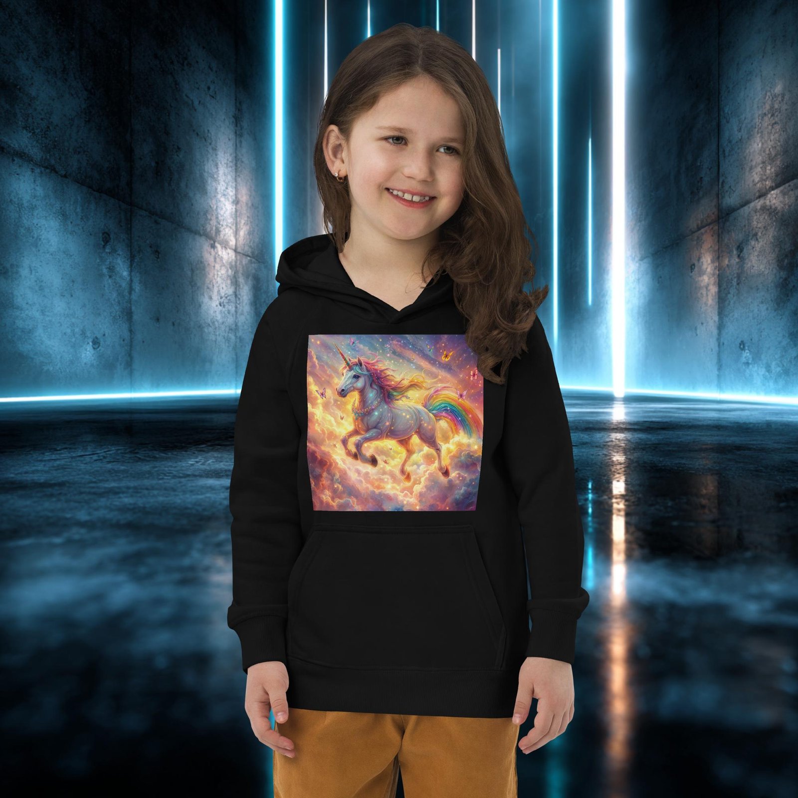 Sudadera infantil orgánica con diseño Unicornio de Mariposas