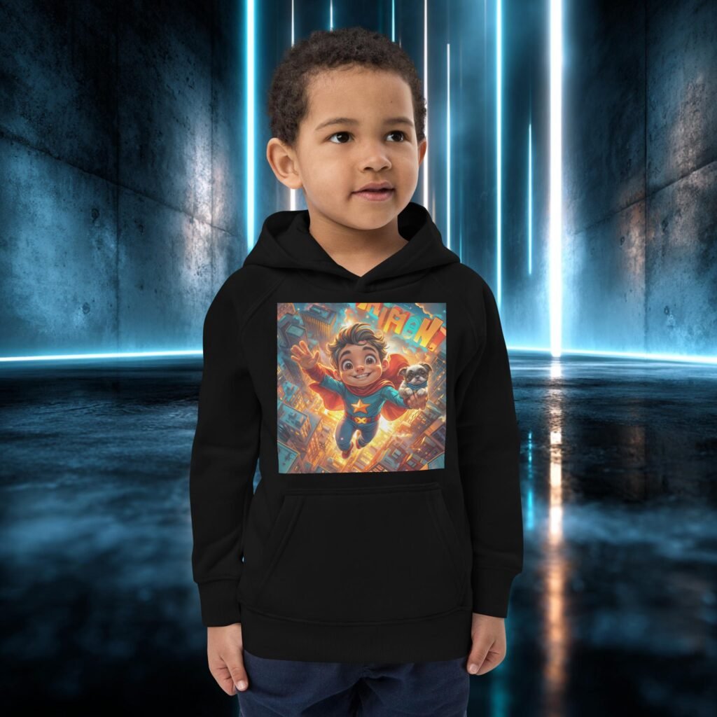 Sudadera infantil orgánica con diseño Mi Súper Amigo