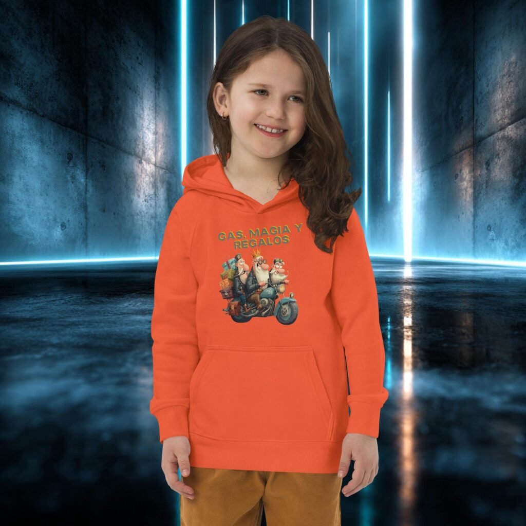 Sudadera infantil orgánica con diseño Gas, Magia y Regalos
