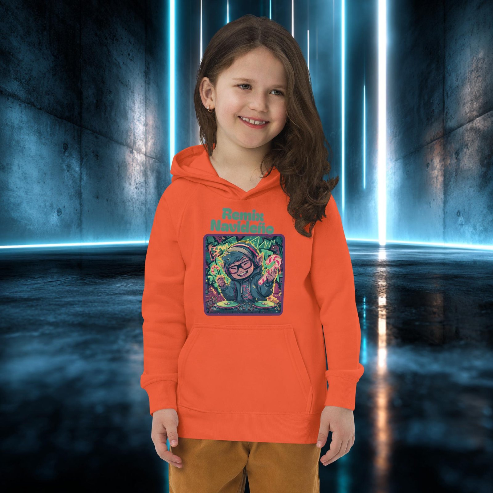 Sudadera infantil orgánica con diseño Remix Navideño
