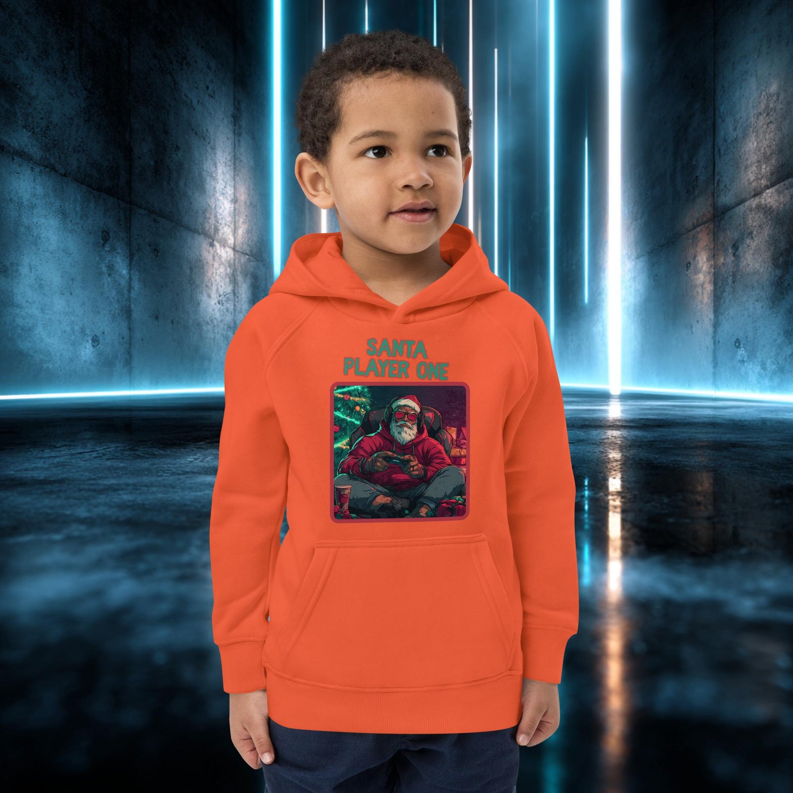 Sudadera infantil orgánica con diseño Santa Player One — color 2