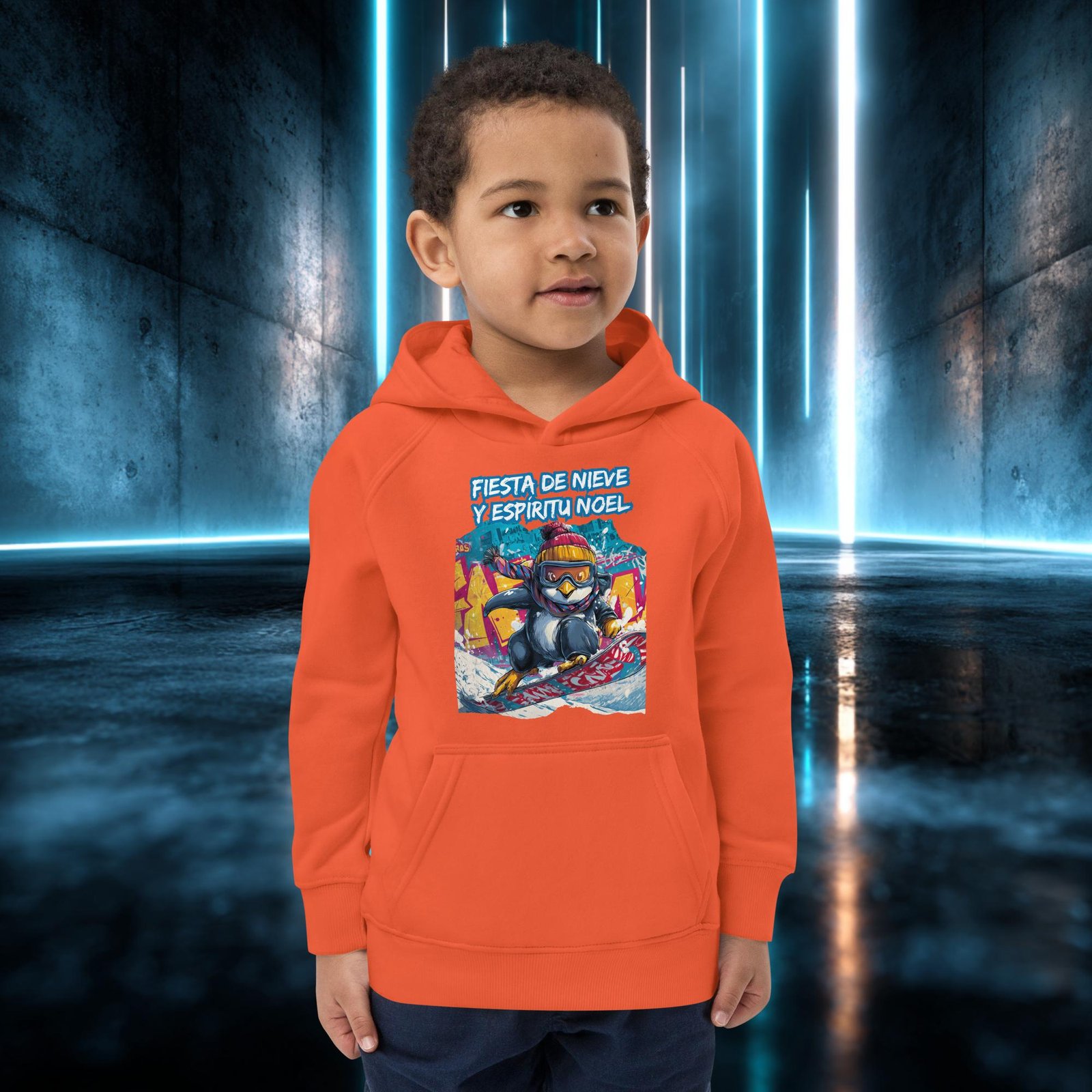 Sudadera infantil orgánica con diseño Fiesta de Nieve — color 2
