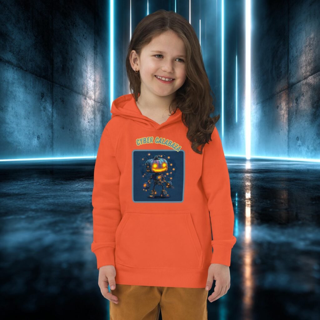 Sudadera infantil orgánica con diseño Cíber Calabaza