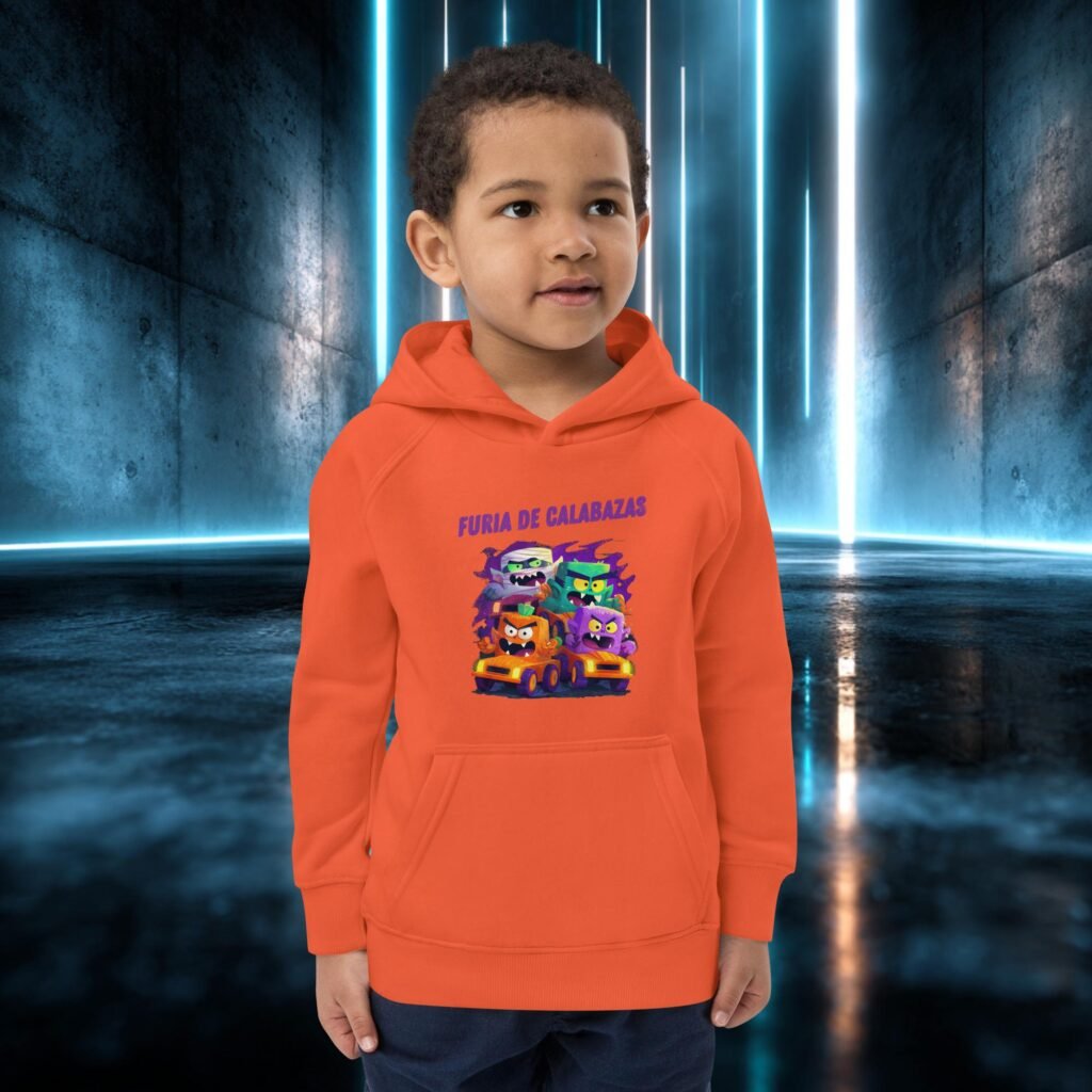 Sudadera infantil orgánica con diseño Furia de Calabazas
