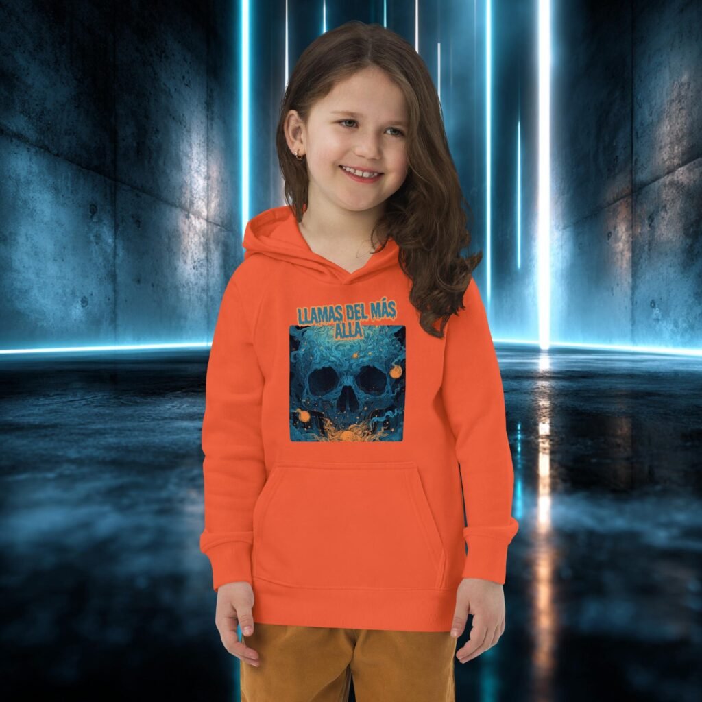 Sudadera infantil orgánica con diseño Llamas del Más Allá