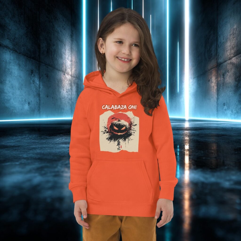 Sudadera infantil orgánica con diseño Calabaza Oni