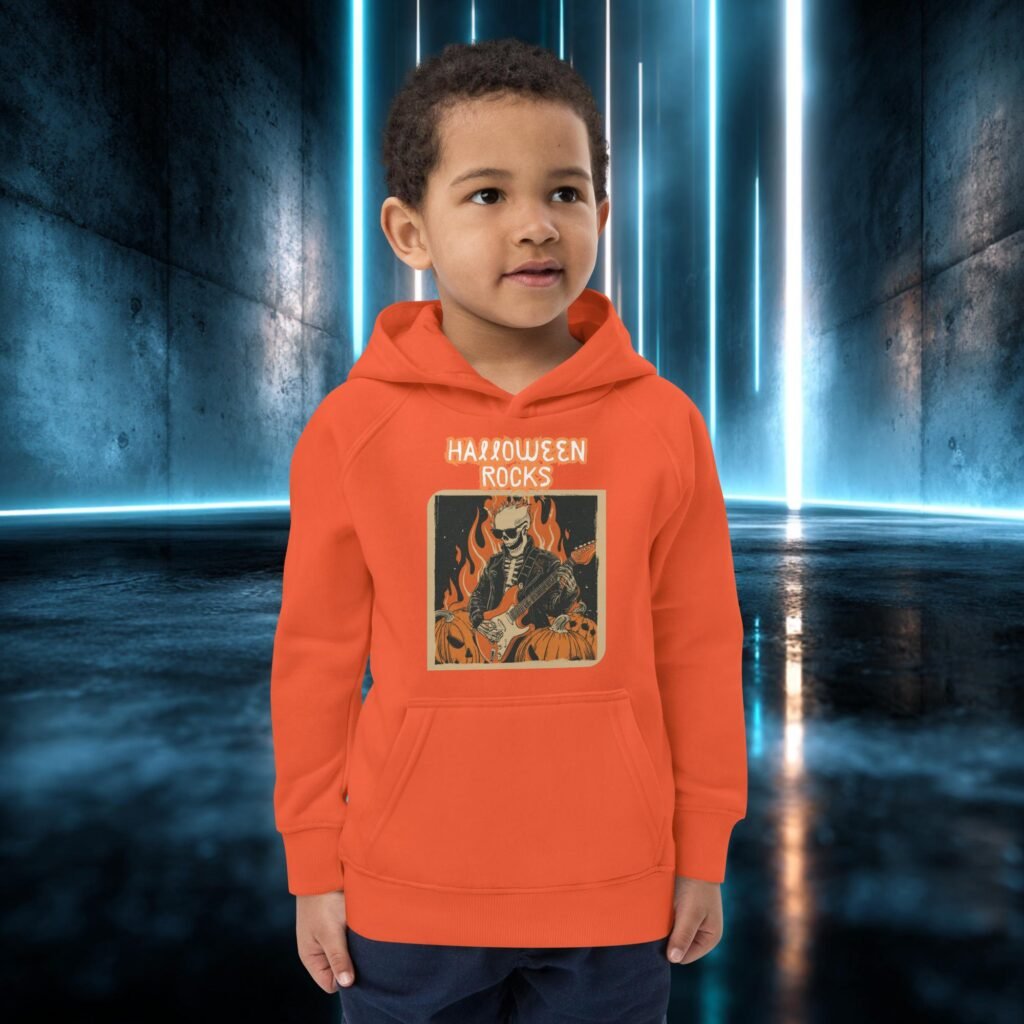 Sudadera infantil orgánica con diseño Esqueleto Rockero