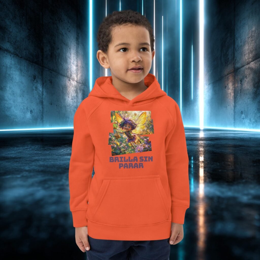 Sudadera infantil orgánica con diseño Brilla Sin Parar