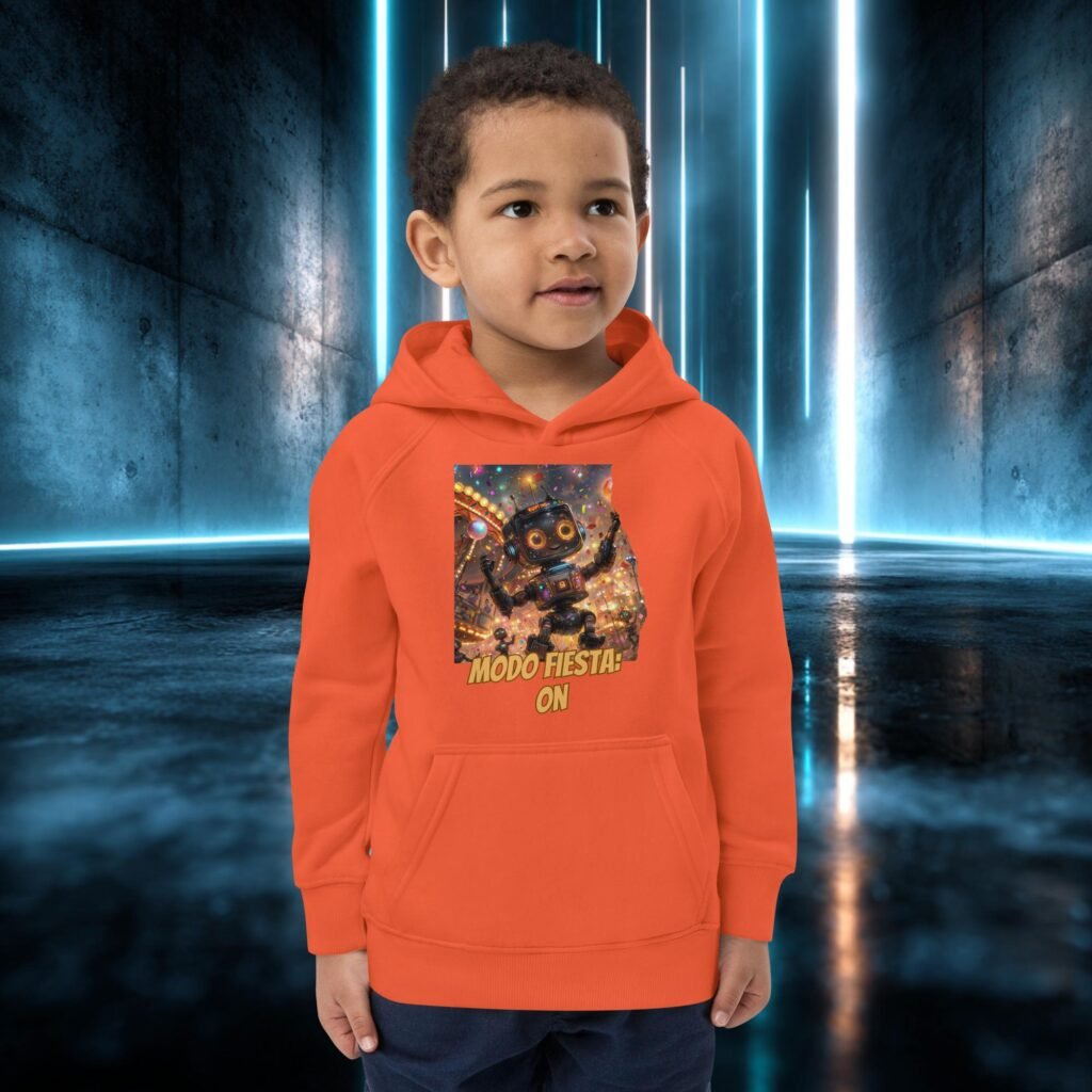Sudadera infantil orgánica con diseño Modo Fiesta ON