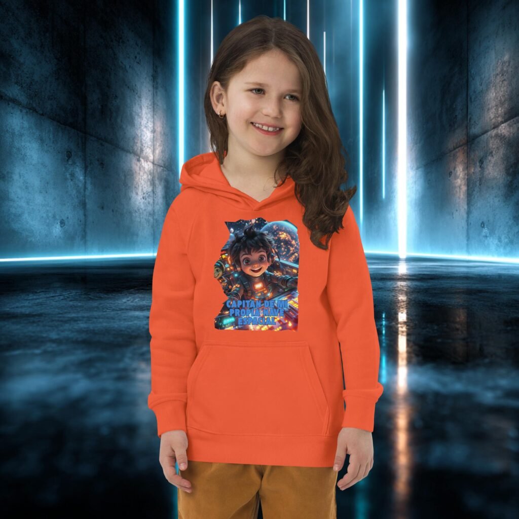 Sudadera infantil orgánica con diseño Capitán de Mi Nave