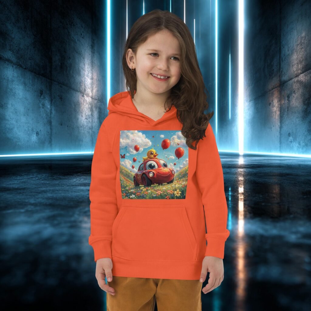 Sudadera infantil orgánica con diseño El Coche del Patito