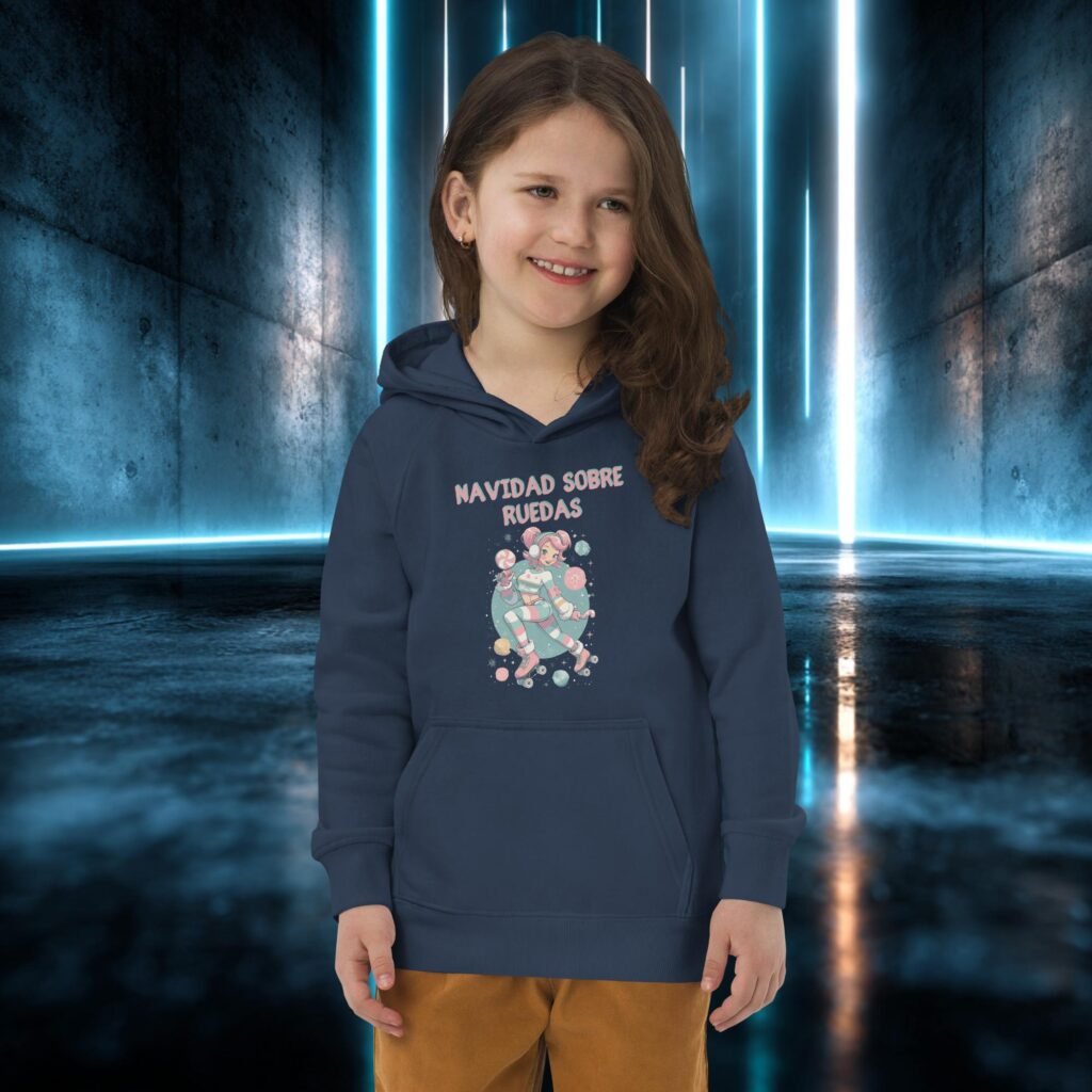 Sudadera infantil orgánica con diseño Navidad Sobre Ruedas