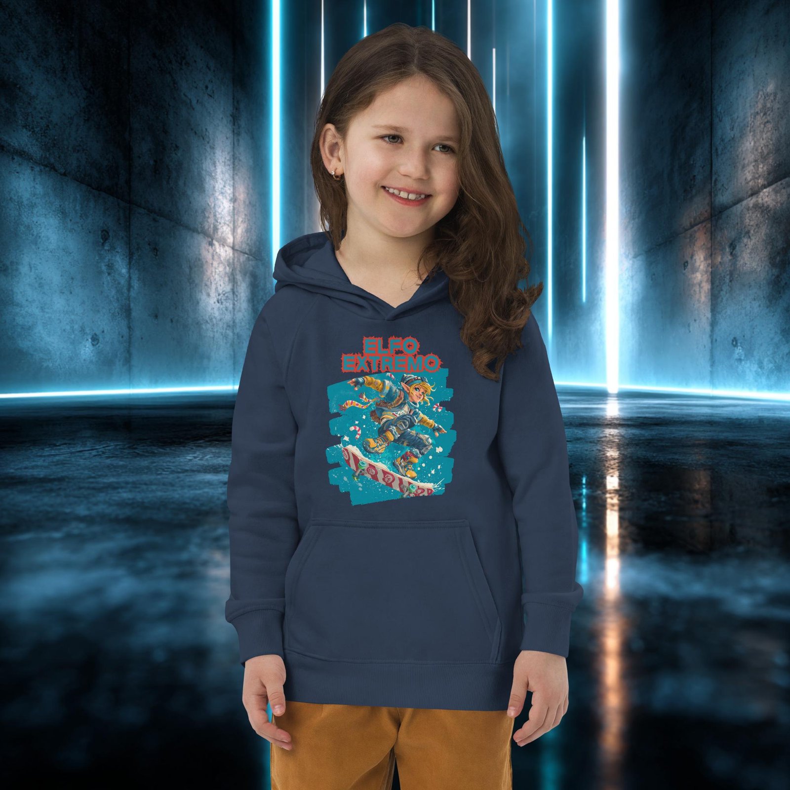 Sudadera infantil orgánica con diseño Elfo Extremo