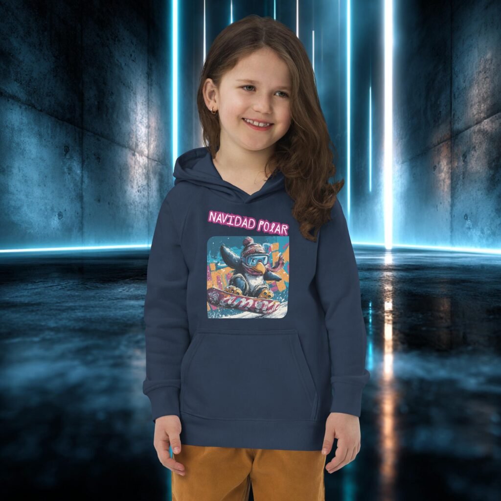 Sudadera infantil orgánica con diseño Navidad Polar