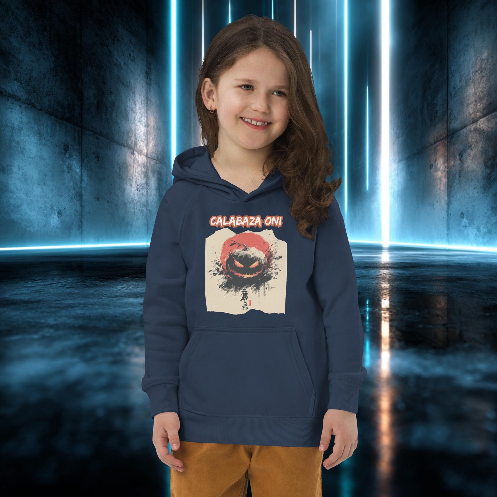 Sudadera infantil orgánica con diseño Calabaza Oni — color 2