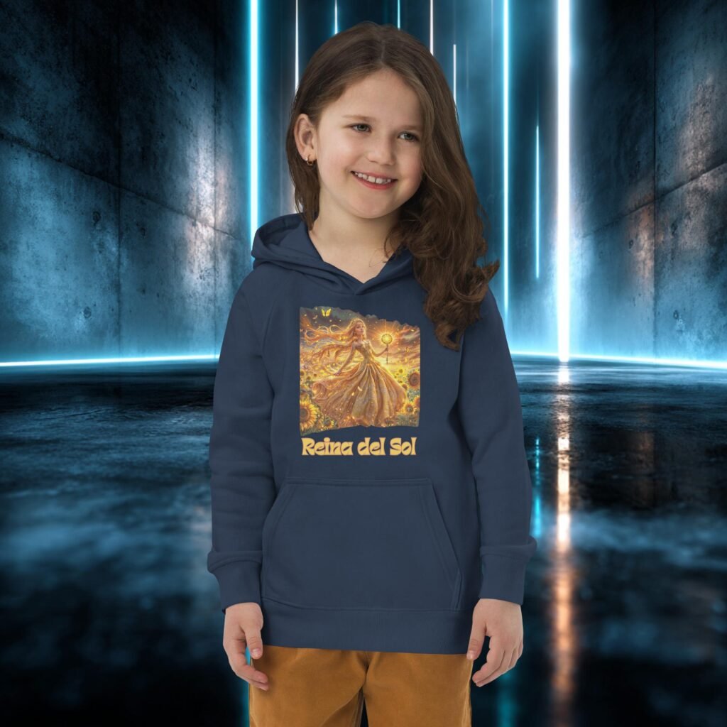 Sudadera infantil orgánica con diseño Reina del Sol