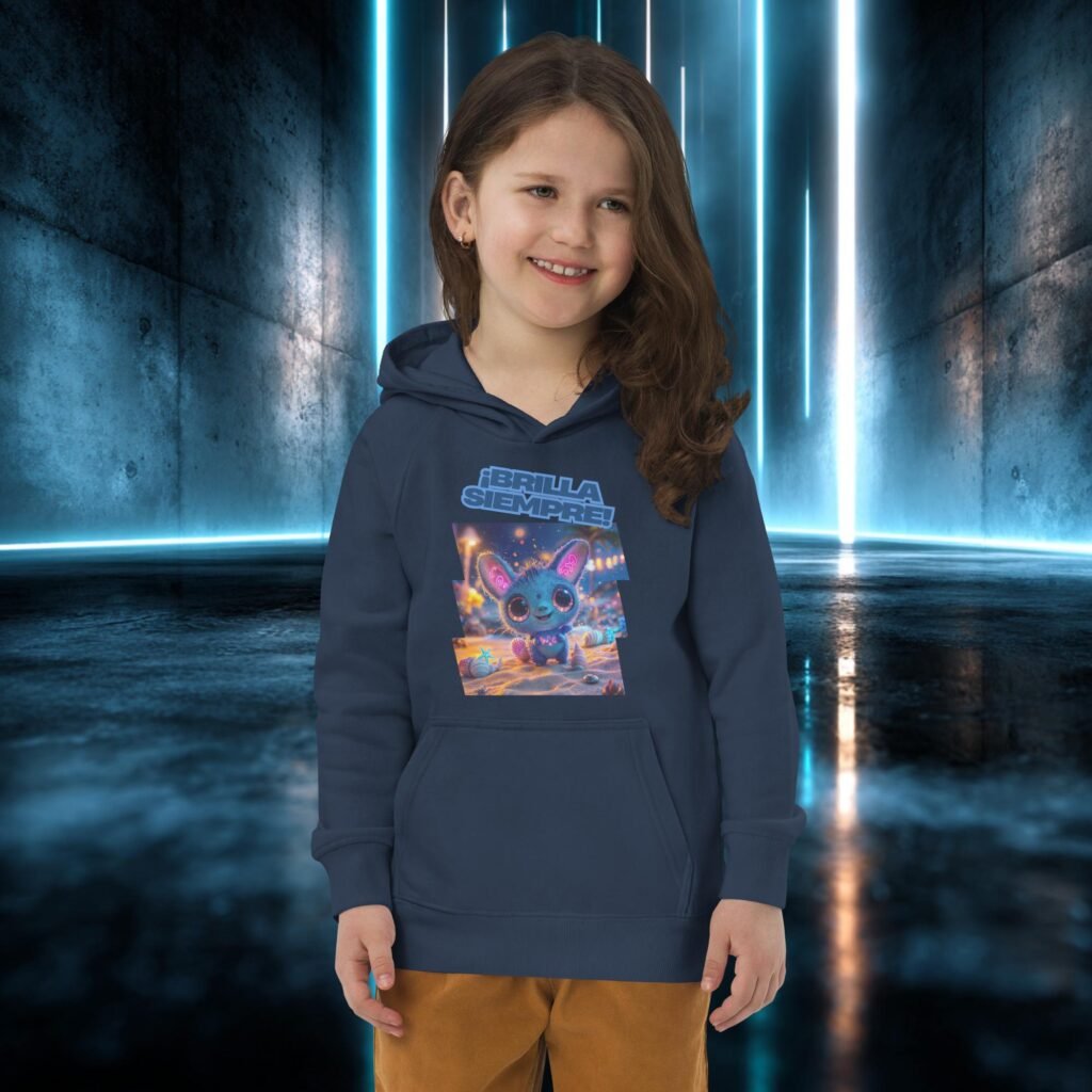 Sudadera infantil orgánica con diseño Brilla Siempre