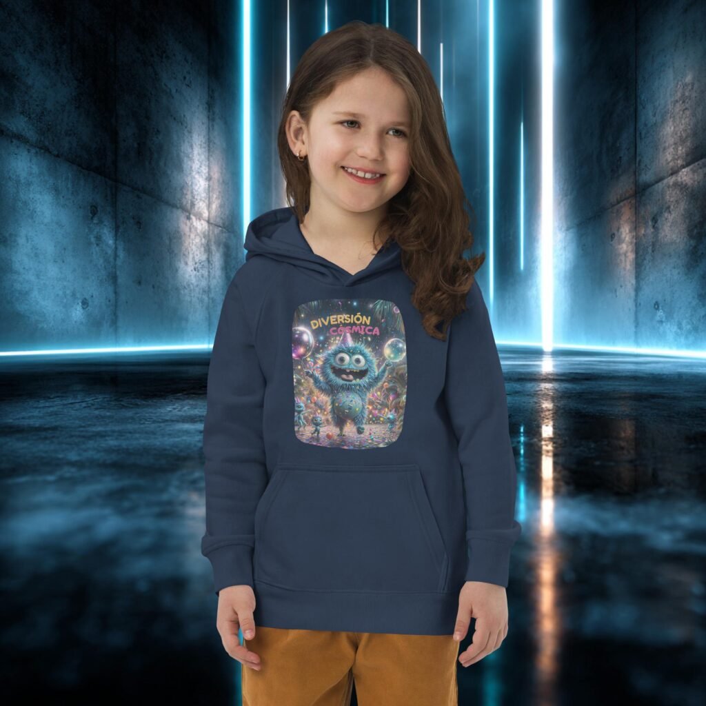 Sudadera infantil orgánica con diseño Diversión Cósmica