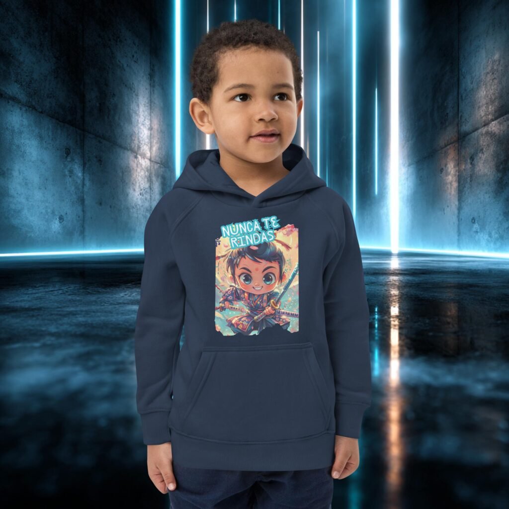 Sudadera infantil orgánica con diseño Nunca Te Rindas