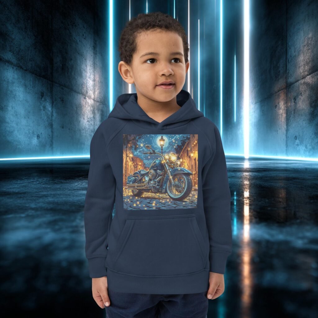Sudadera infantil orgánica con diseño Moto Bajo la Farola