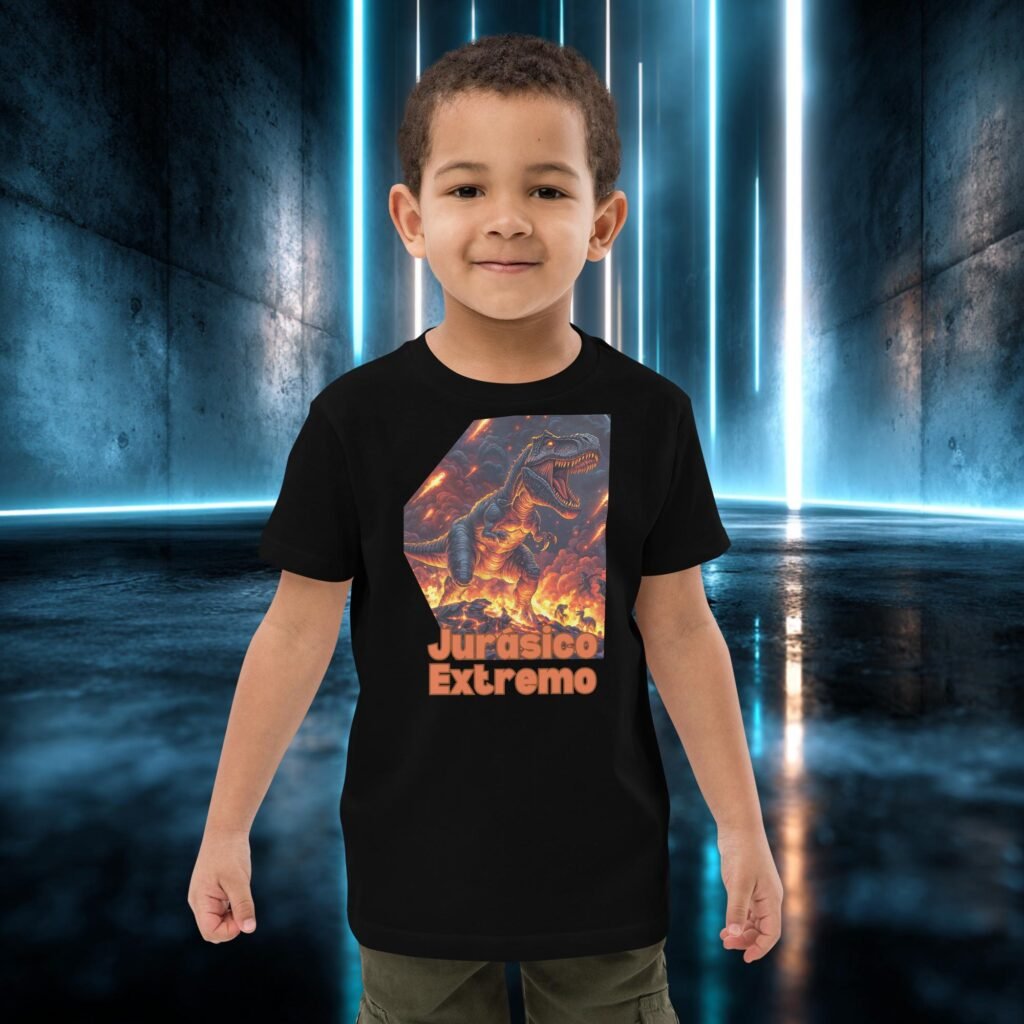 Camiseta infantil orgánica con diseño Jurásico Extremo