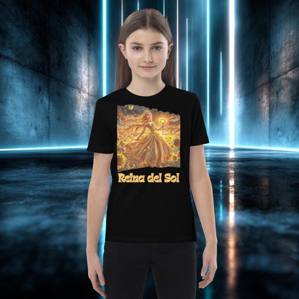 Camiseta infantil orgánica con diseño Reina del Sol