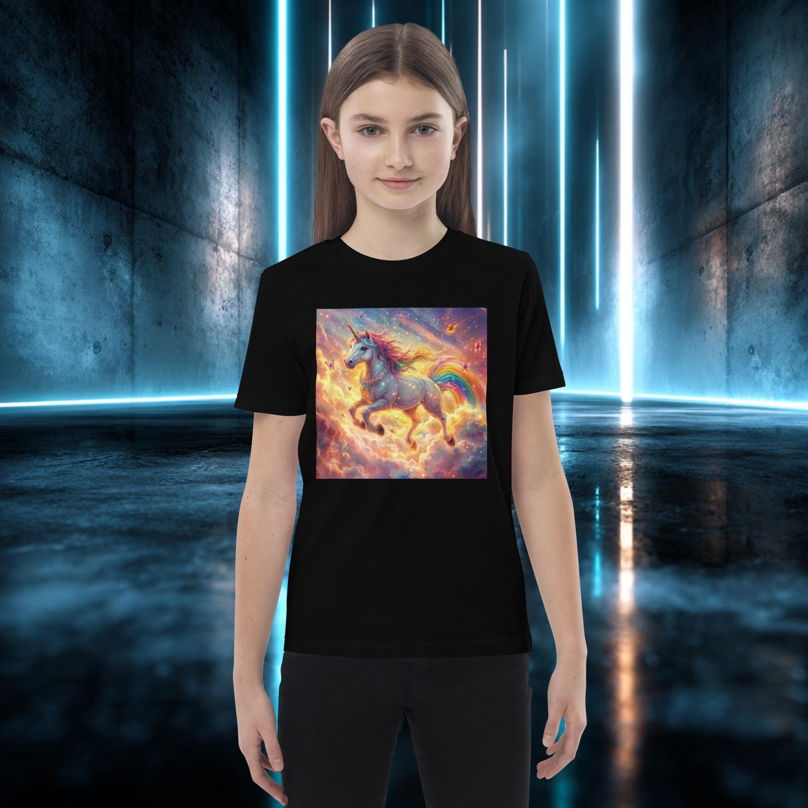 Camiseta infantil orgánica con diseño Unicornio de Mariposas
