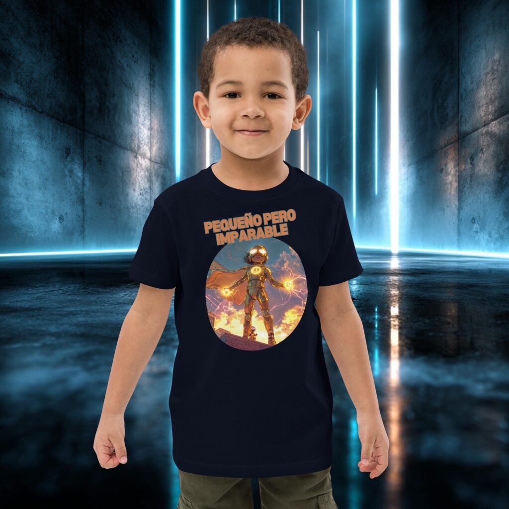 Camiseta infantil orgánica con diseño Pequeño pero Imparable