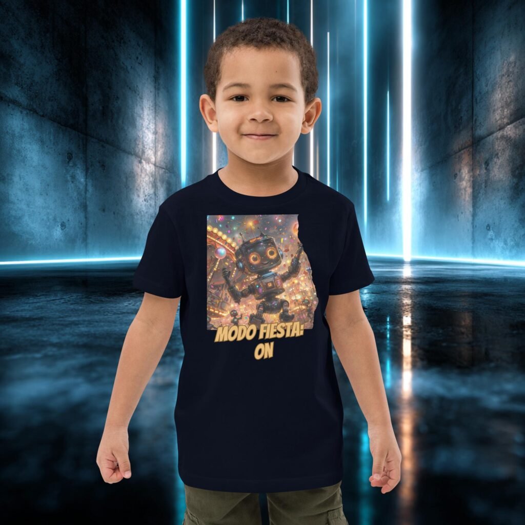 Camiseta infantil orgánica con diseño Modo Fiesta ON