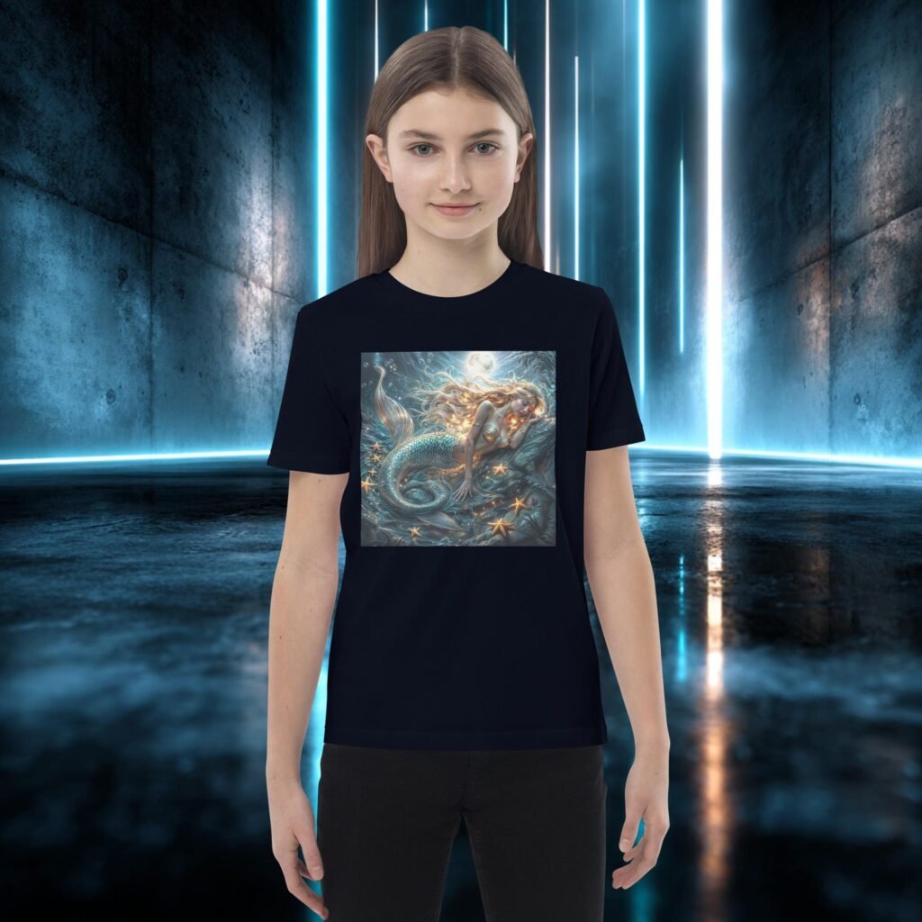 Camiseta infantil orgánica con diseño Sirena de Luna Llena