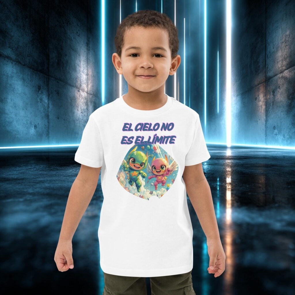 Camiseta infantil orgánica con diseño El Cielo No Es el Límite