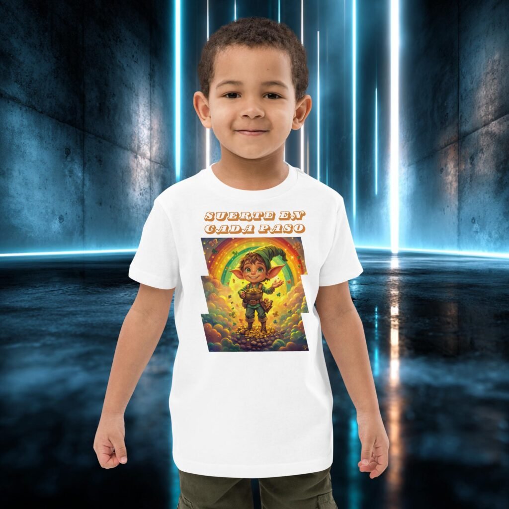 Camiseta infantil orgánica con diseño Suerte en Cada Paso