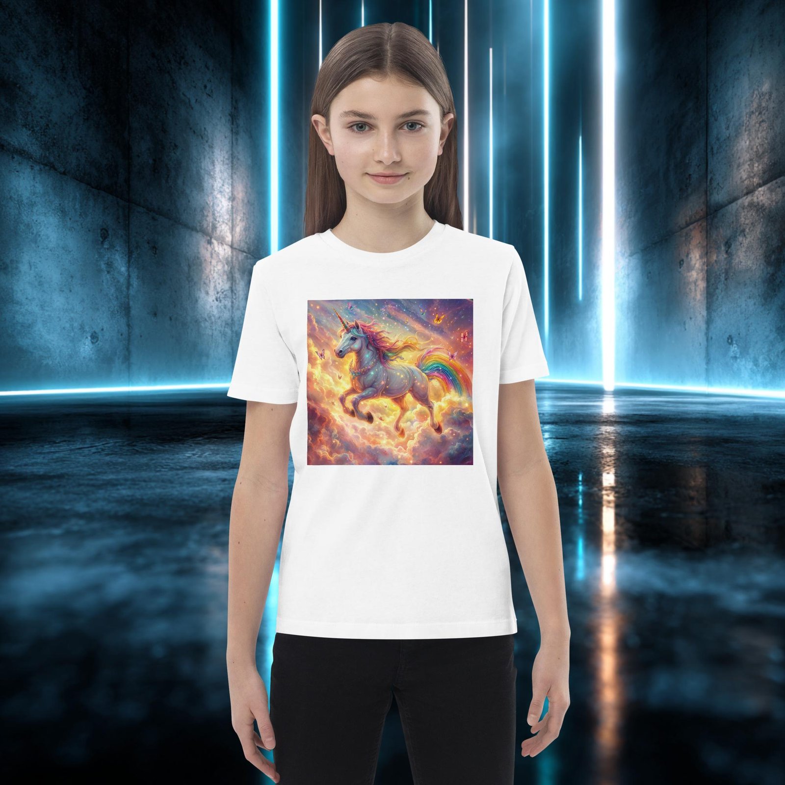 Camiseta infantil orgánica con diseño Unicornio de Mariposas — color 2