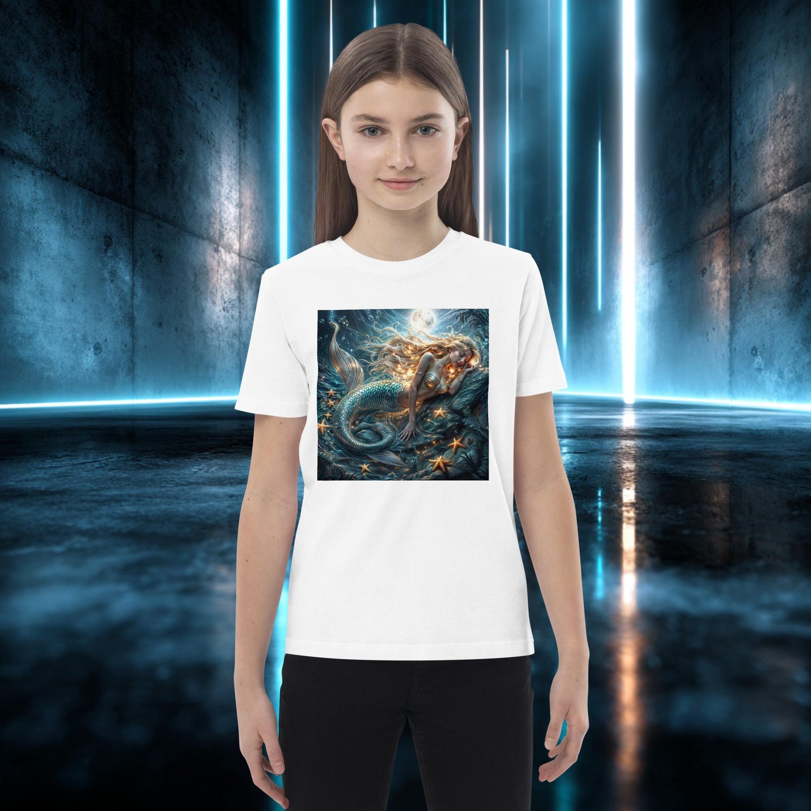 Camiseta infantil orgánica con diseño Sirena de Luna Llena — color 2